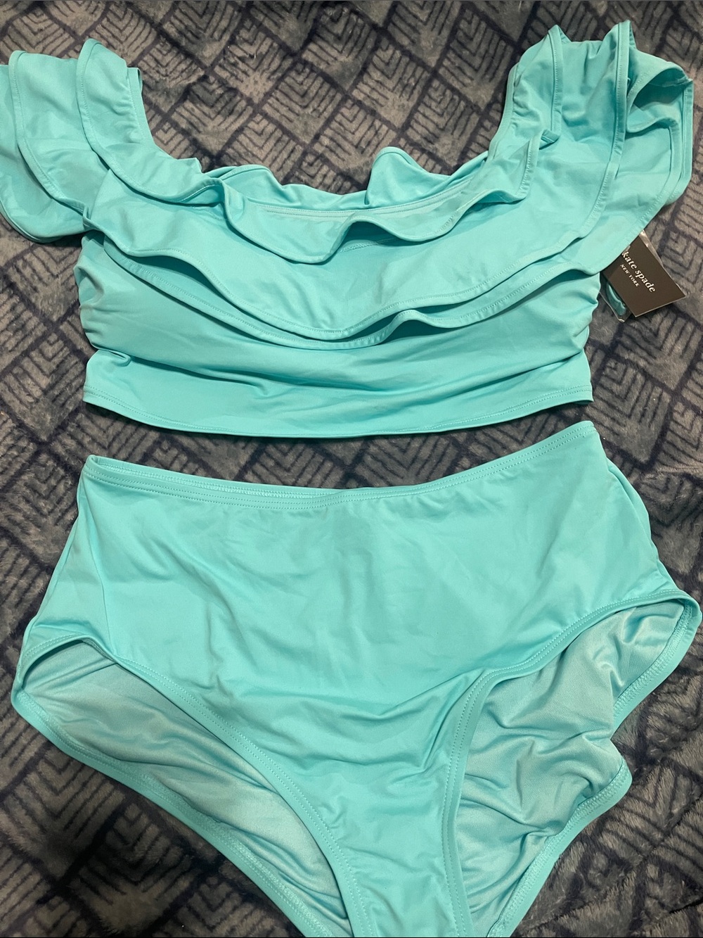 kate spade Aqua Blue Stretch Swim Top - Bright Turquoise